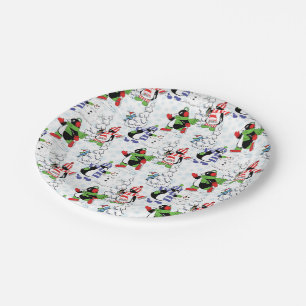 Weihnachtspinguiteis-Skaten Pappteller