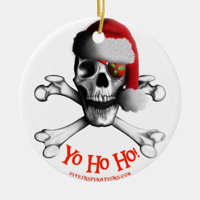 Weihnachtspiraten-Verzierung Keramik Ornament (Vorne)