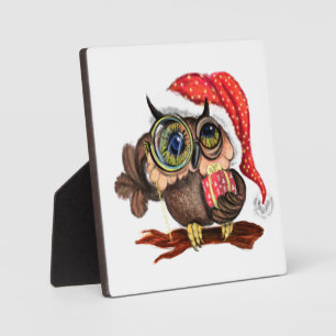Weihnachtsplakette Geschenk Baby Eule mit Geschenk Fotoplatte