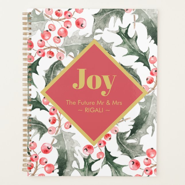 Weihnachtsplaner Watercolor Holly & Berries Planer (Vorderseite)
