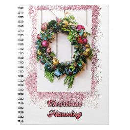 Weihnachtsplanungs-Pastell-Wreath-Notebook Notizblock