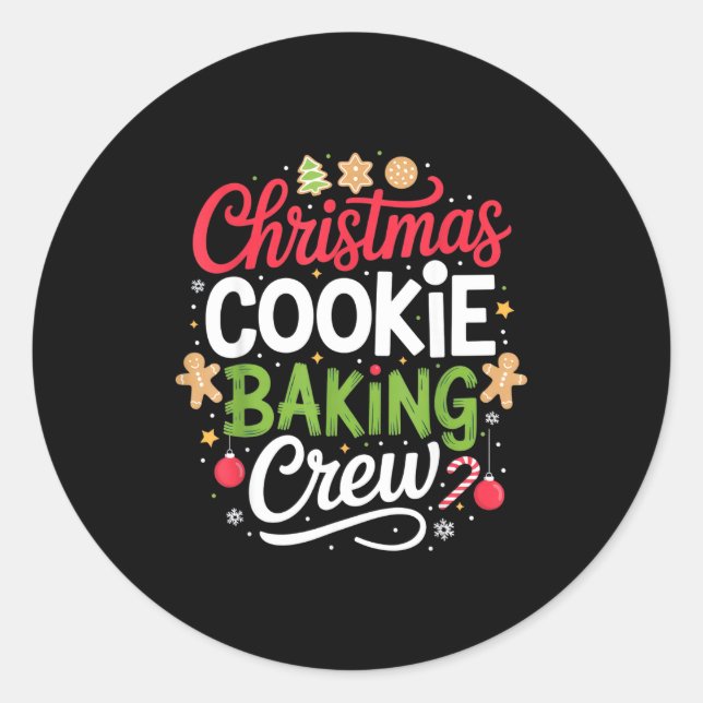 Weihnachtsplätzchen-Back-Crew-Mama Lustig Stolz Ho Runder Aufkleber (Vorderseite)