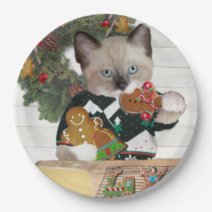 Weihnachtsplätzchen-Kätzchen-Pappteller Pappteller