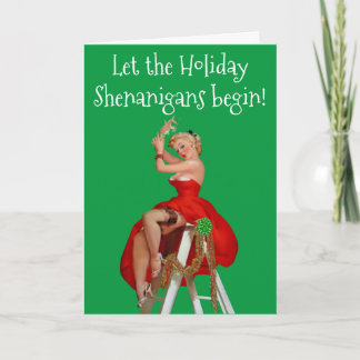 Weihnachtsplausch Retro Pinup Weihnachtskarte Feiertagskarte