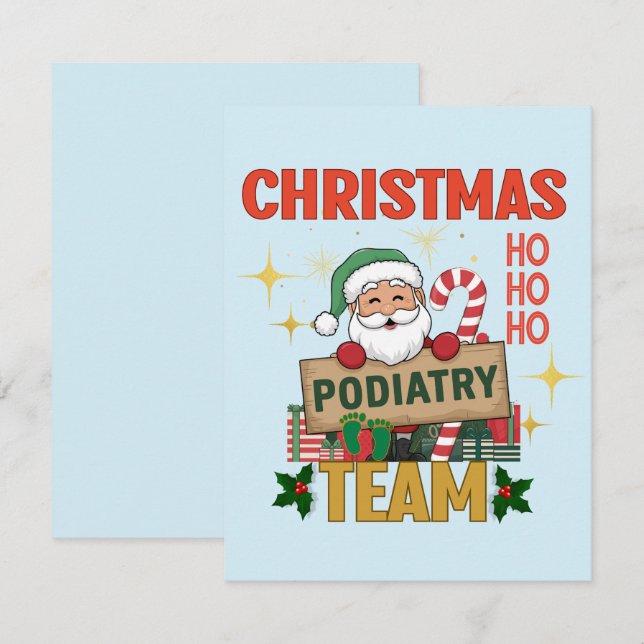 Weihnachtspodiatenteam - Festliche Foot Care Profe Dankeskarte (Vorne/Hinten)