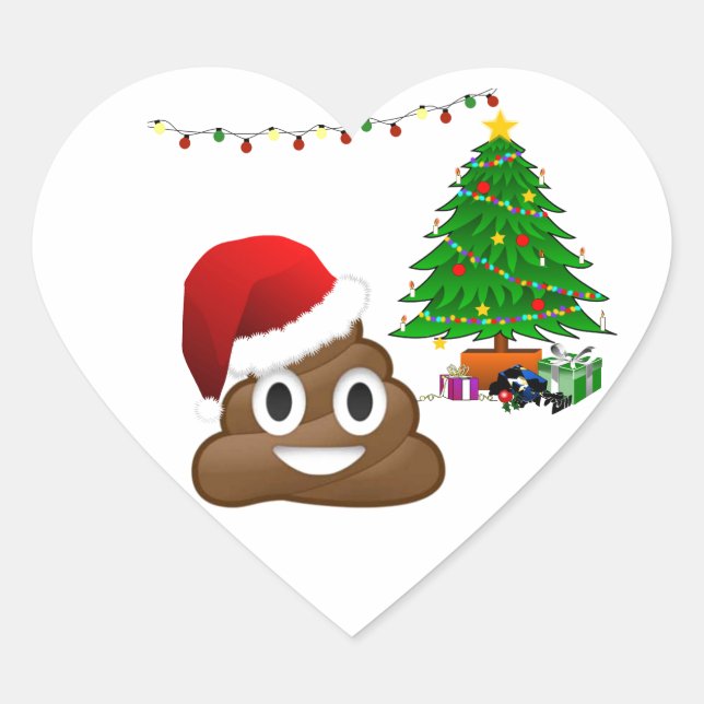 Weihnachtspoemoji Herz-Aufkleber (Vorderseite)