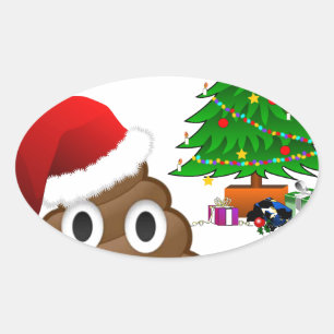 Weihnachtspoemoji Ovaler Aufkleber