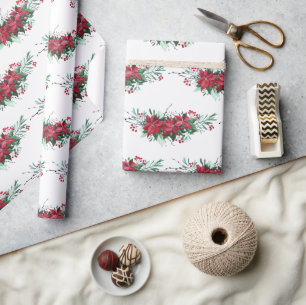 Weihnachtspoinsettia Botanisches Muster Geschenkpapier