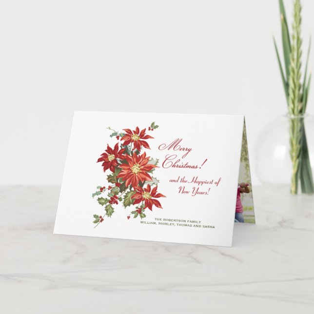 Weihnachtspoinsettia-(H) gefaltetes Feiertagskarte (Vorderseite)