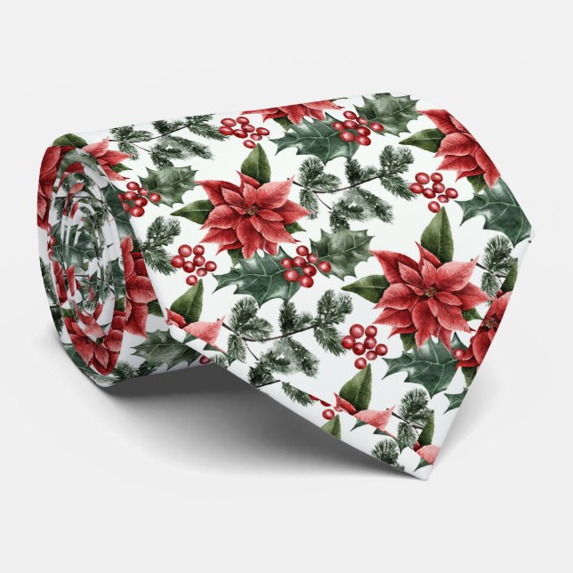 Weihnachtspoinsettia Kachelmuster Nacken ti Krawatte (Gerollt)