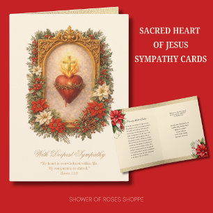 Weihnachtspoinsettie Sacred Heart Beileid Karte