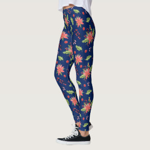 Weihnachtspoinsettie und Winterfolienmuster Leggings