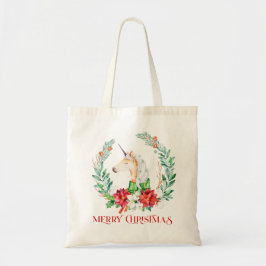 Weihnachtspoinsettienkranz und Einhorn Tragetasche