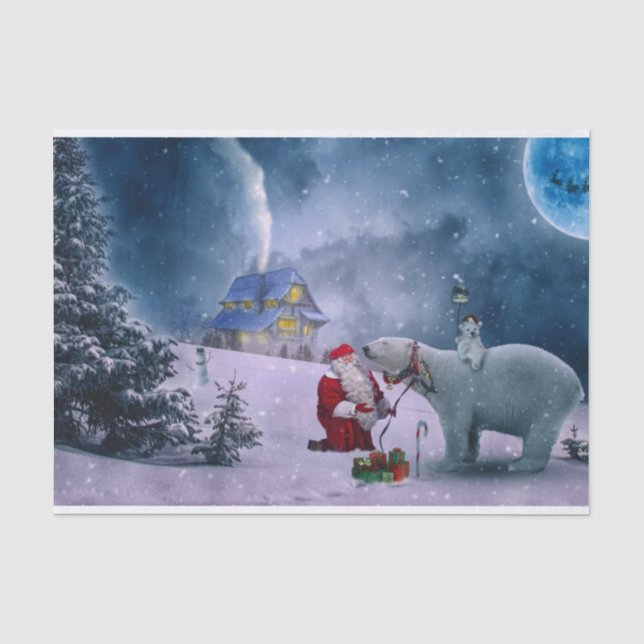 Weihnachtspolar Bär Weihnachtsschnee-Szene Seidenpapier (Vorderseite)