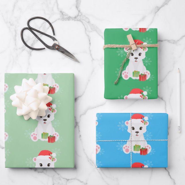 Weihnachtspolar Geschenkpapier Set (Vorderseite)