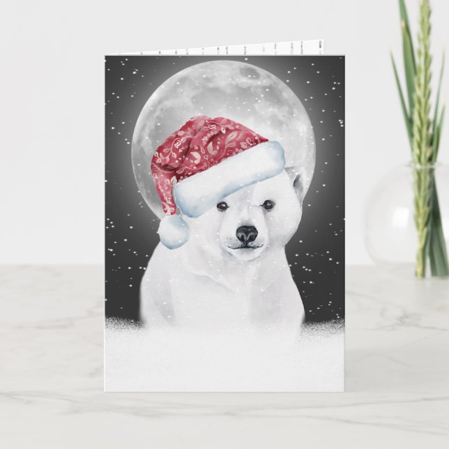 Weihnachtspolarbär in der Schneeflockenkarte Karte (Vorderseite)