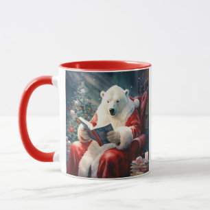 Weihnachtspolarbär lesend tasse