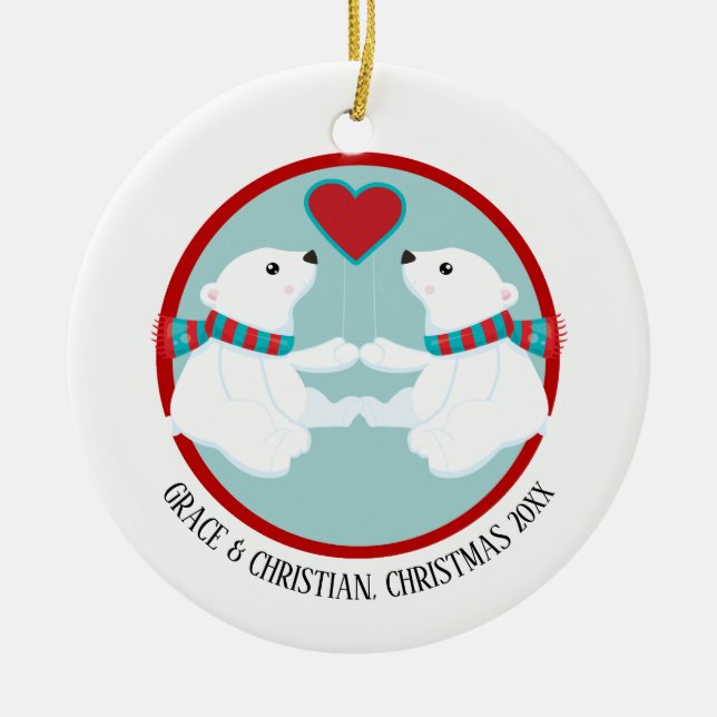 Weihnachtspolarbär Personalisiert Keramikornament (Vorne)