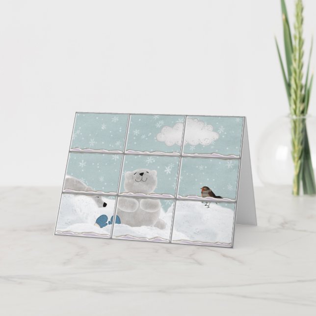 Weihnachtspolarbären Feiertagskarte (Vorderseite)