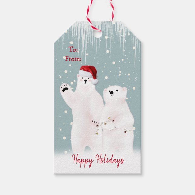 Weihnachtspolarbären Geschenkanhänger (Vorderseite)