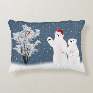Weihnachtspolarbären im Schnee Dekokissen