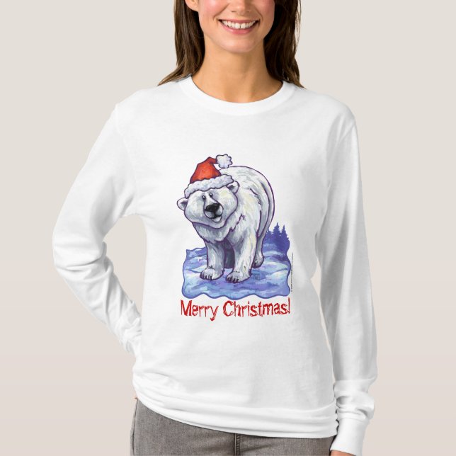Weihnachtspolarer Bärn-langes Hülsen-Shirt T-Shirt (Vorderseite)