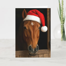 Weihnachtspony im Stallfenster Karte