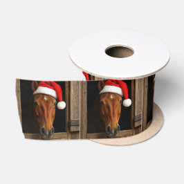 Weihnachtspony im Stallfenster Satinband
