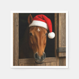 Weihnachtspony im Stallfenster Serviette