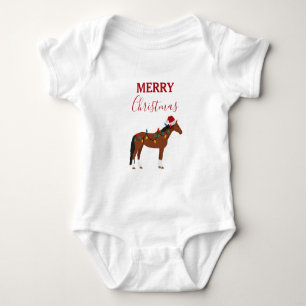 Weihnachtspony Santa Hut Xmas Lichter   Baby Strampler