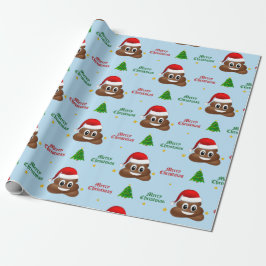 Weihnachtspoo Emoji mit Weihnachtsmannmütze Packpa Geschenkpapier