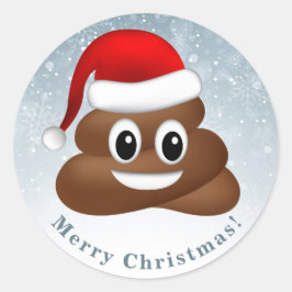 Weihnachtspooji mit Weihnachtsmannmütze Runder Aufkleber