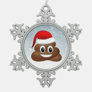 Weihnachtspooji mit Weihnachtsmannmütze Schneeflocken Zinn-Ornament
