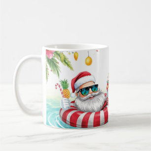 Weihnachtspoolparty mit dem Weihnachtsmann Kaffeetasse