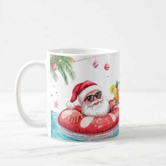 Weihnachtspoolparty mit dem Weihnachtsmann  Kaffeetasse (Links)