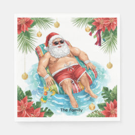 Weihnachtspoolparty mit dem Weihnachtsmann Serviette