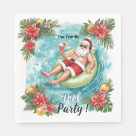 Weihnachtspoolparty mit dem Weihnachtsmann Serviette