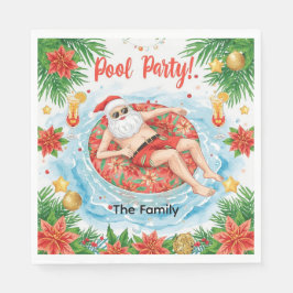 Weihnachtspoolparty mit dem Weihnachtsmann Serviette