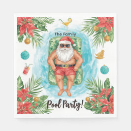 Weihnachtspoolparty mit dem Weihnachtsmann Serviette