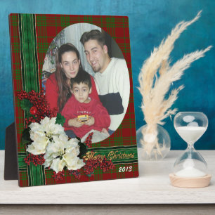 Weihnachtsportrait Foto-Plakette kariert Fotoplatte