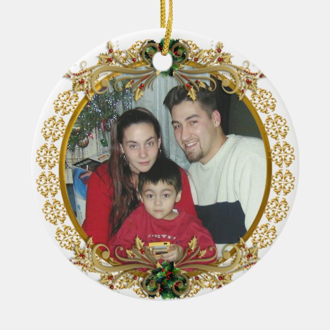 Weihnachtsporträt Goldrahmen aus Ornament (Vorne)