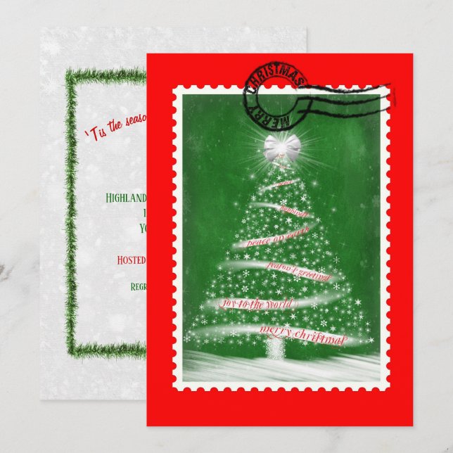 Weihnachtspost-Briefmarke Einladung (Vorne/Hinten)