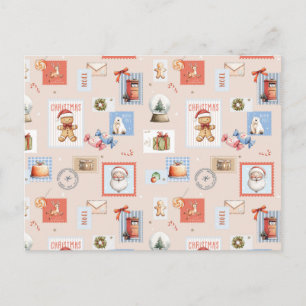Weihnachtspost Briefmarken Weihnachtsmann Rentiere Postkarte