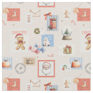 Weihnachtspost Briefmarken Weihnachtsmann Rentiere Stoff