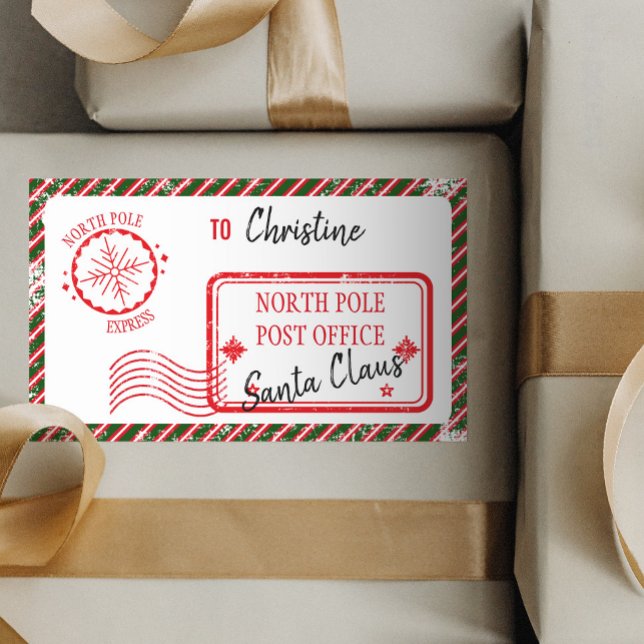 Weihnachtspost von Santa North Pole Lieferung Rechteckiger Aufkleber (Von Creator hochgeladen)