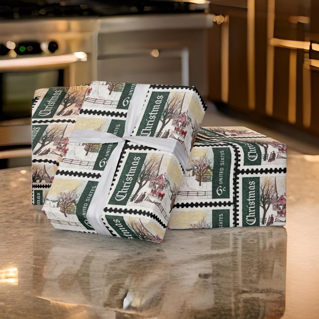 Weihnachtspostalische Briefmarke Vintag Geschenkpapier (Von Creator hochgeladen)