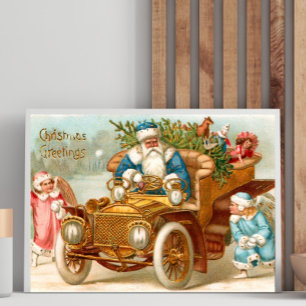 Weihnachtsposter im alten Stil mit Santas Schlitte Poster