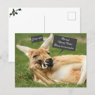 Weihnachtspostkarte aus Australien; Känguru Postkarte