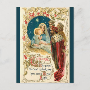 Weihnachtspostkarte 'Besuch der Heiligen Drei Köni Postkarte