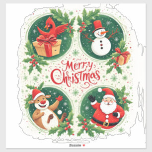 Weihnachtspostkarte Festlich Fröhliche Weihnachten Aufkleber